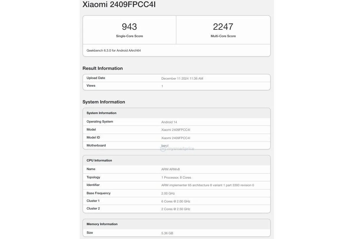 Poco X7 Neo runs Geekbench, seems familiar