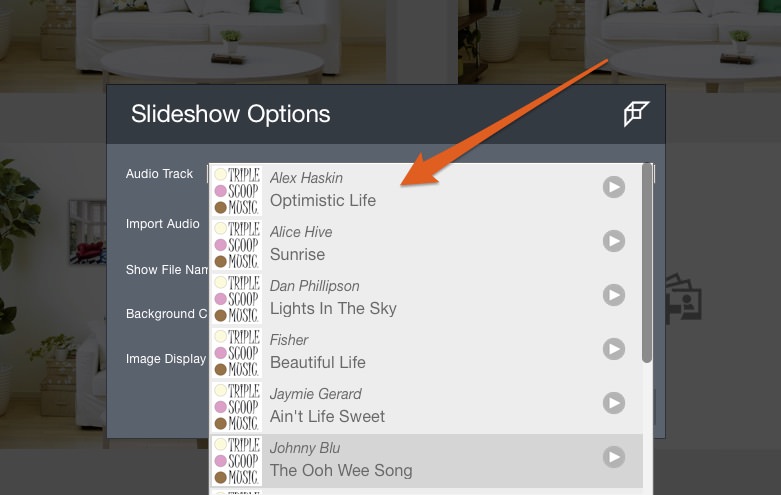 music and options